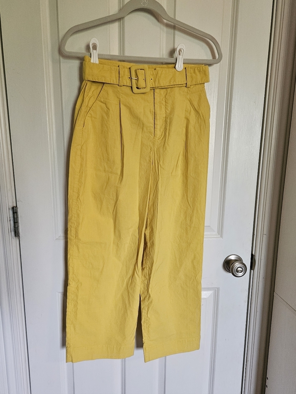 Anthropologie Yellow Belted Wide-Leg Pants